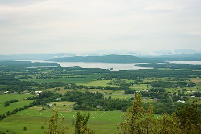 View of Lake Champlain and farmland from Mt. Philo State Park
